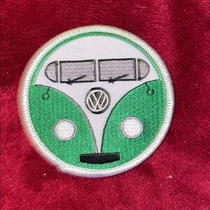 VW Green and White Iron-on embroidery patch